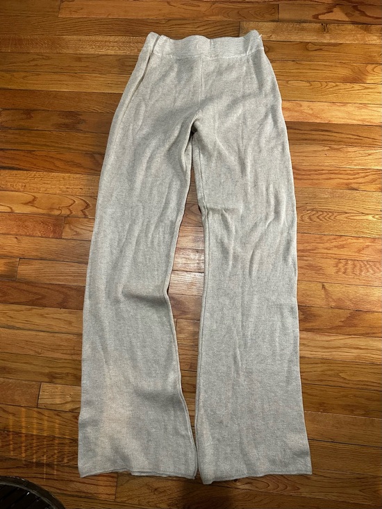 Cyrus Pants - Cyrus Beige Knit Pants Flare 34” Inseam Minimalist Travel Elastic Waist XS